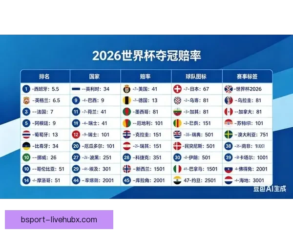 世界杯最新竞猜赔率对比分析及热门球队胜算深度解析
